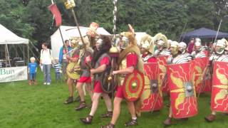 Roman Reenactment at the Amphitheatre in Caerleon Marching In [upl. by Oznola]