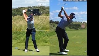 Justin Thomas golf swing  Long Iron faceon amp downtheline July 2017 [upl. by Ileyan529]