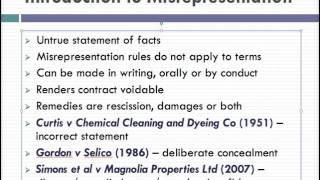 Misrepresentation Lecture 1 of 4 [upl. by Vern645]